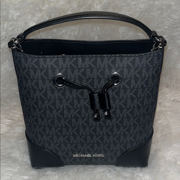 Michael Kors Handbags - Michael Kors Black Shoulder Bag with Monogram Pattern New Without Label